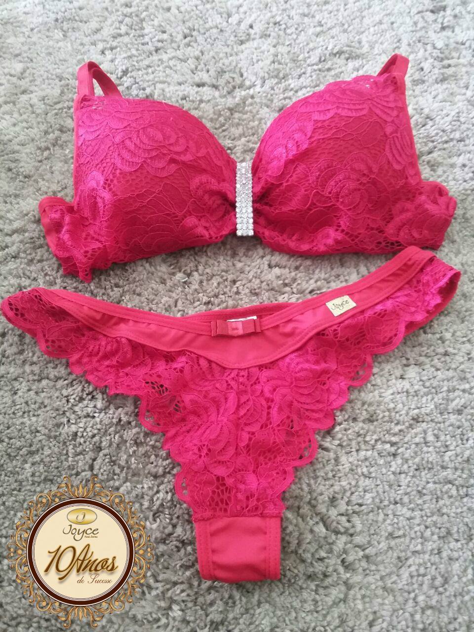 joyce moda intima conjunto lingerie rosa