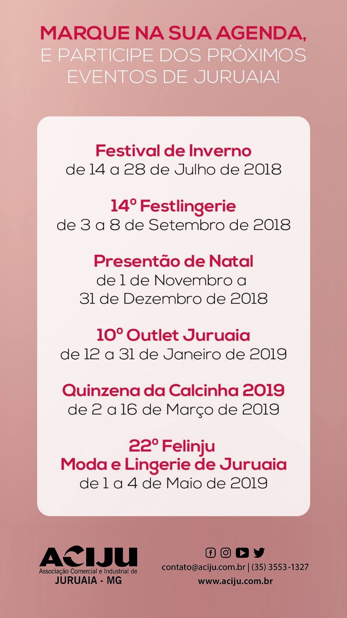 Feiras e eventos de moda intima e lingerie organizados pela Aciju em Juruaia (Felinju, Festlingerie, Outlet)